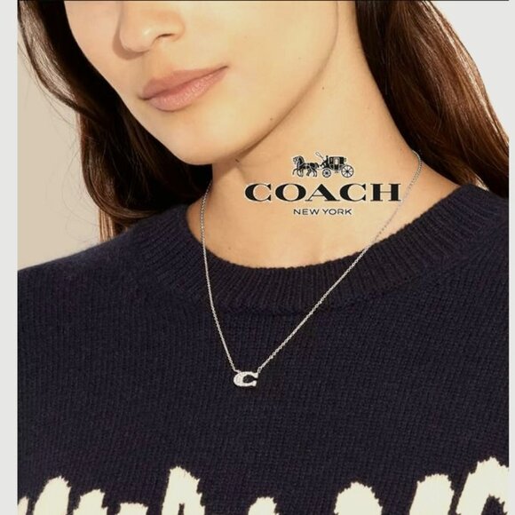 NWT Coach Pave Signature Necklace - Picture 1 of 3